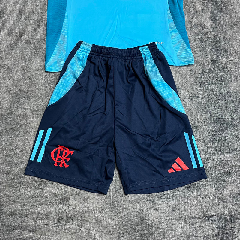 Kit Infantil Flamengo Treino 25/26 Azul Claro - Adidas Infantil
