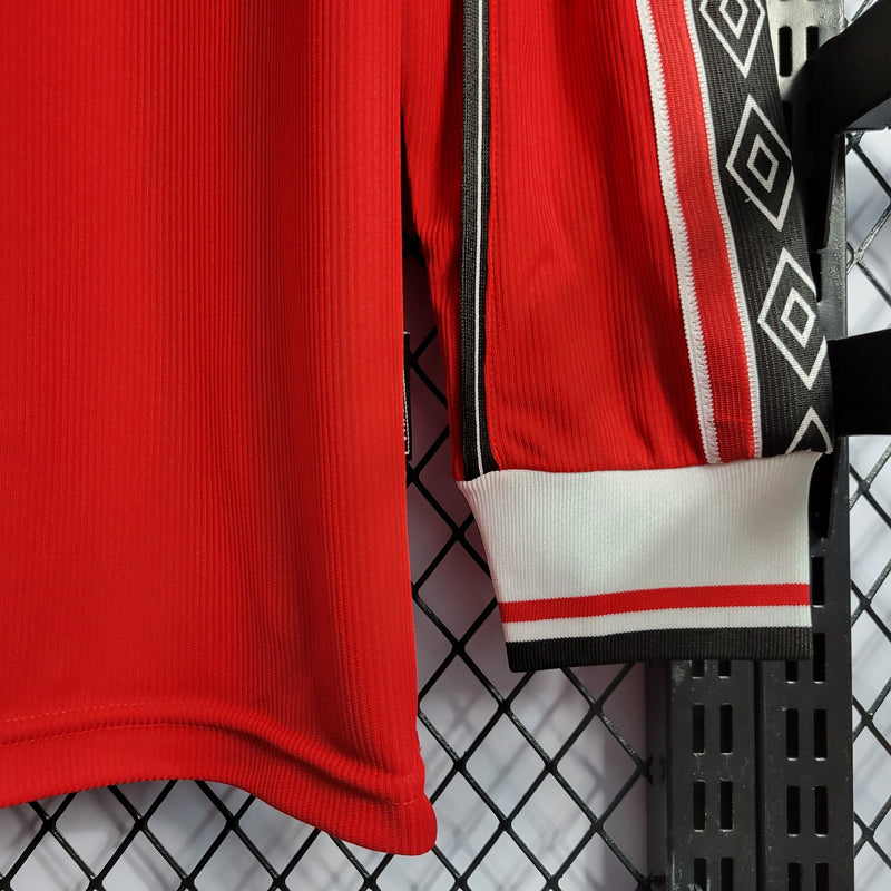Camisa Manchester United Titular 98/99 - Versão Retro Manga Longa