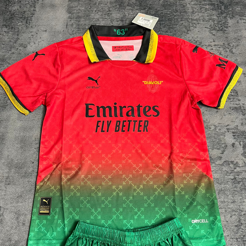 Kit Infantil Milan Off-White Vermelha 25/26 DIAVOLI - Puma Infantil