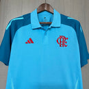 Camisa Polo Flamengo Treino 25/26 Azul Claro - Adidas Torcedor Masculina