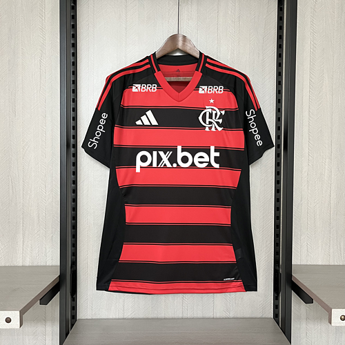 Camisa Flamengo Home + Patrocínios 25/26 - Adidas Torcedor Masculina