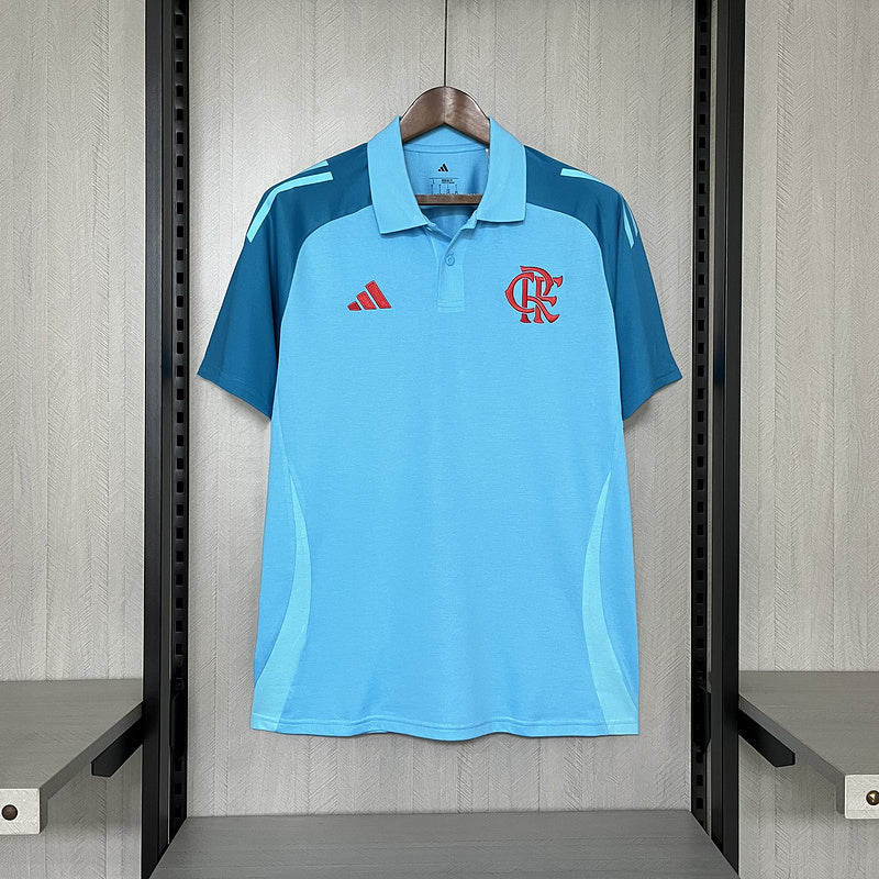 Camisa Polo Flamengo Treino 25/26 Azul Claro - Adidas Torcedor Masculina
